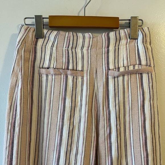 Anthropologie Maeve Stripped Wide-Leg Pants 0 Coastal Light Airy Neutral Casual - Picture 4 of 14